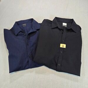 JB Holt Button‎ Down Shirts Mens Large Navy Black Athletic Fit 2 Pack JB034FPW